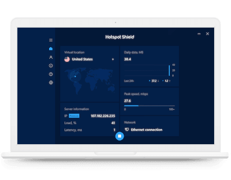 Skärmbild av Hotspot Shield skrivbordsapp