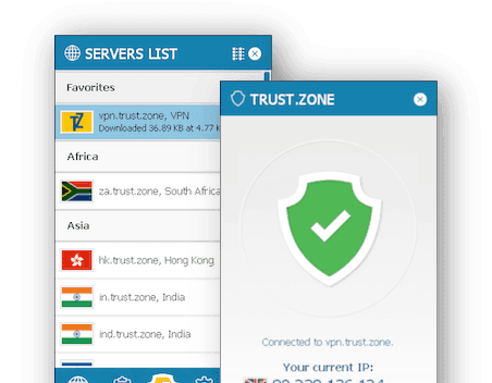 Two screenshots of Trust.Zone's app