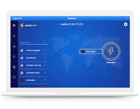 Screenshot of FastestVPN app in computer template