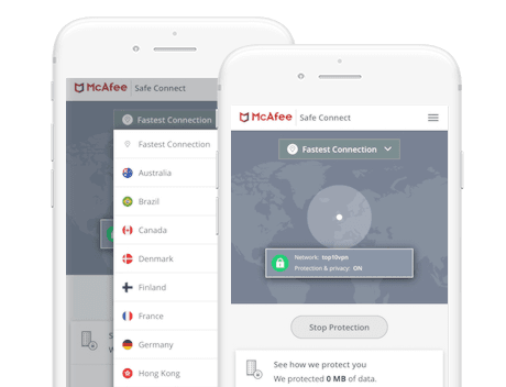 McAfee VPN on Mobile App