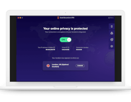 Avast Secureline VPN app on desktop