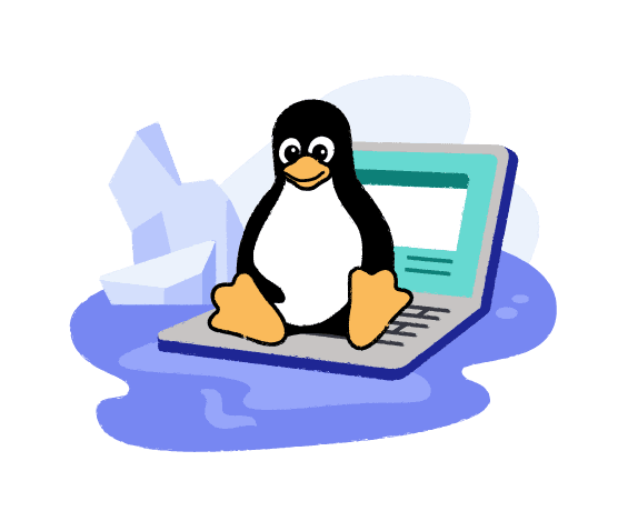 Tux the Linux penguin on a laptop