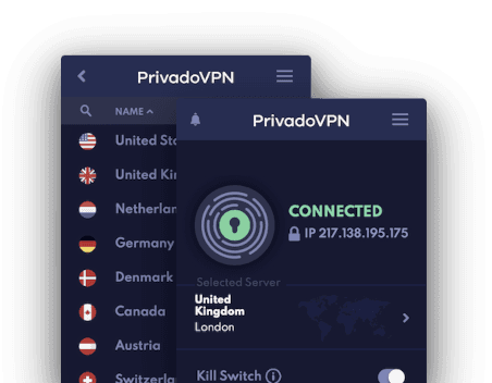PrivadoVPN's app on desktop
