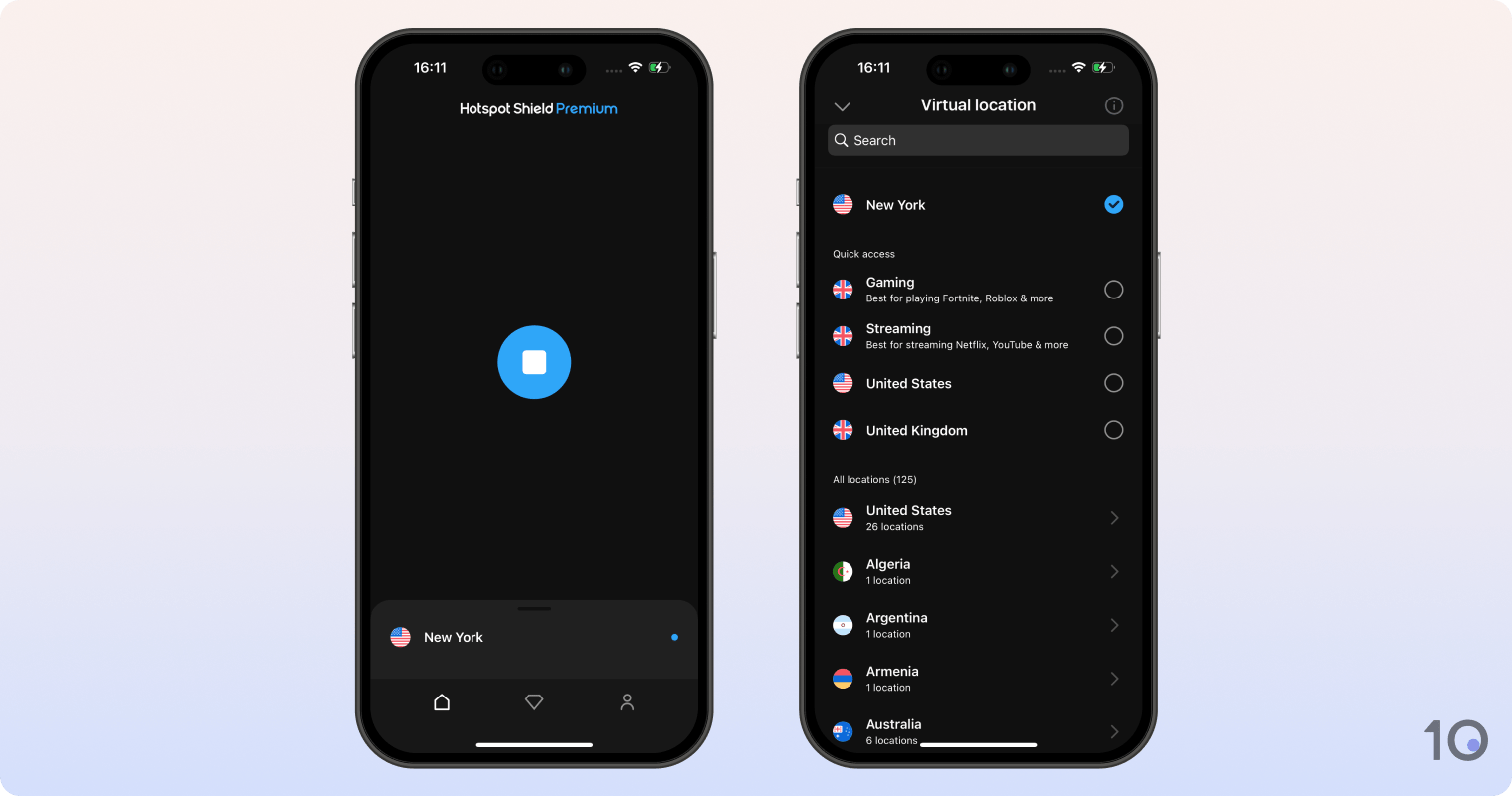 L'application de Hotspot Shield pour iOS