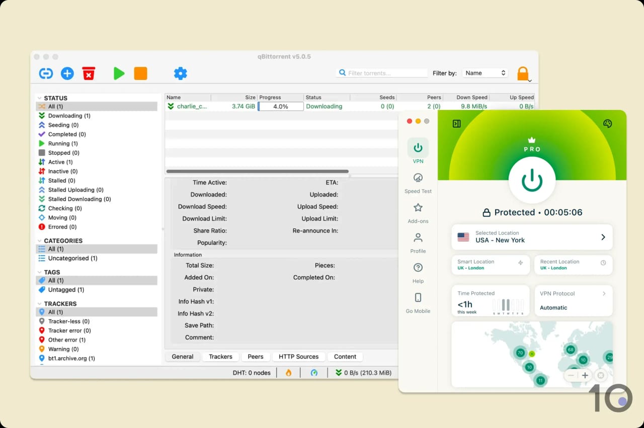 Descarga de torrents de forma anónima con ExpressVPN.