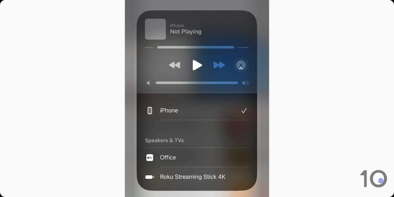 Screenshot of iPhone AirPlay menu.