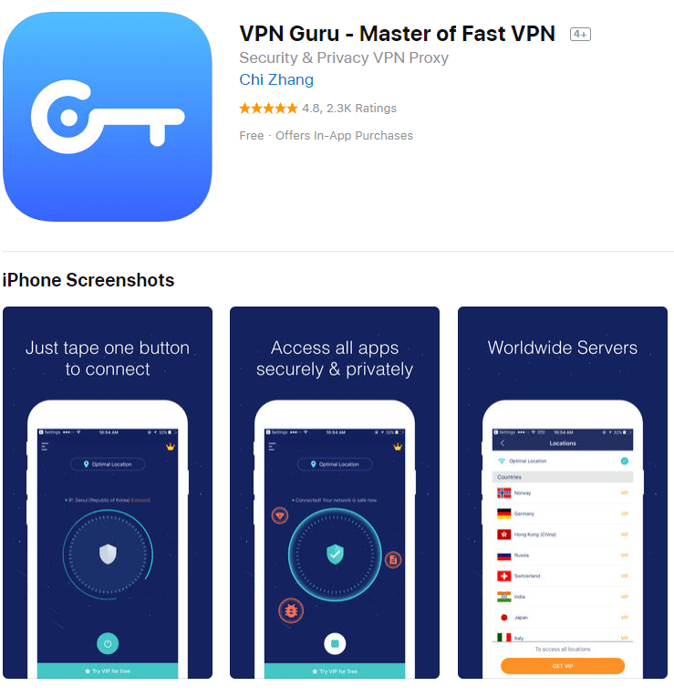 VPN Guru App Store listing