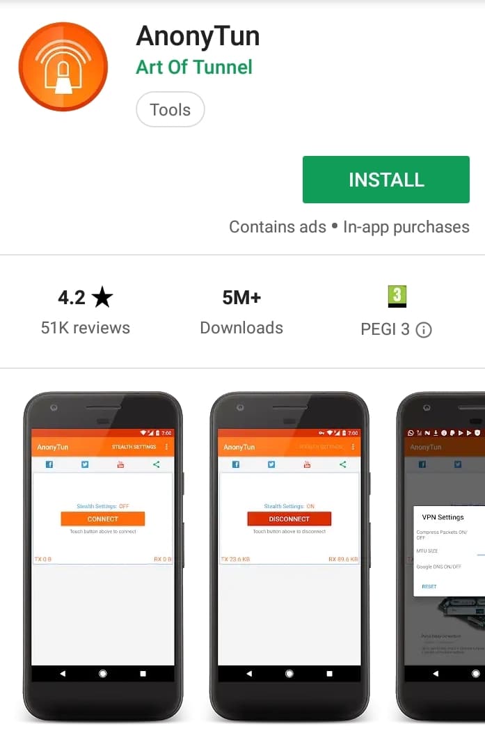 AnonyTun Play Store screenshot