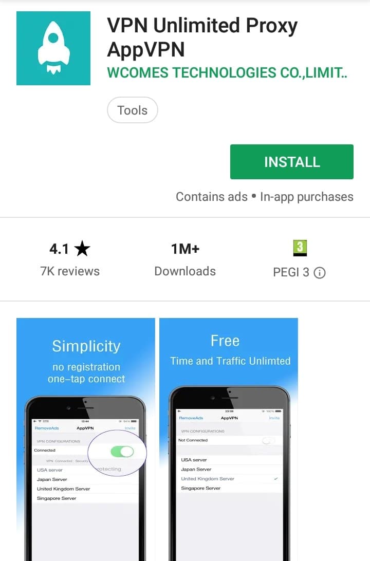 AppVPN Play Store screenshot
