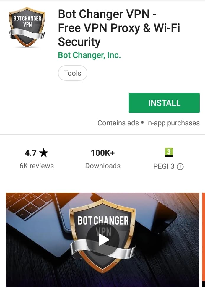 Bot Changer VPN Play Store screenshot