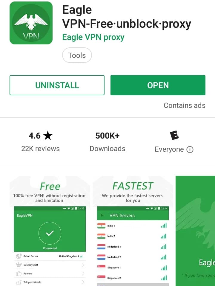 EagleVPN Play Store screenshot