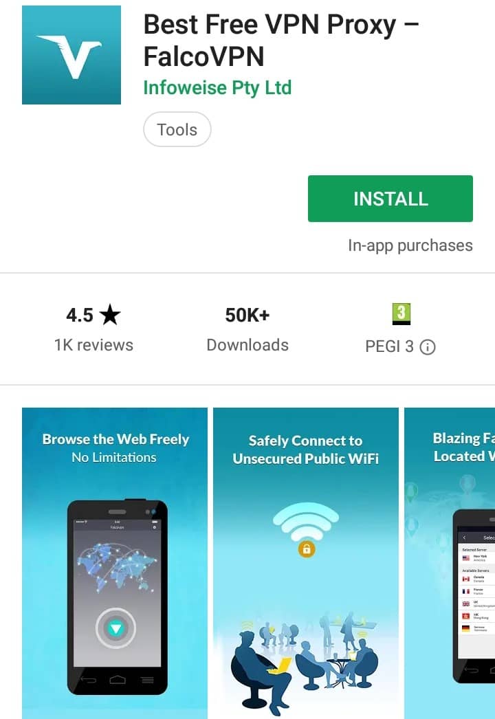 FalcoVPN Play Store screenshot