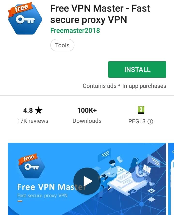 Free VPN Master Play Store screenshot