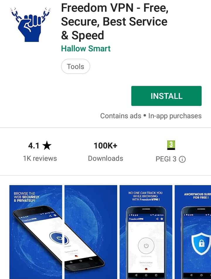 Freedom VPN Play Store screenshot