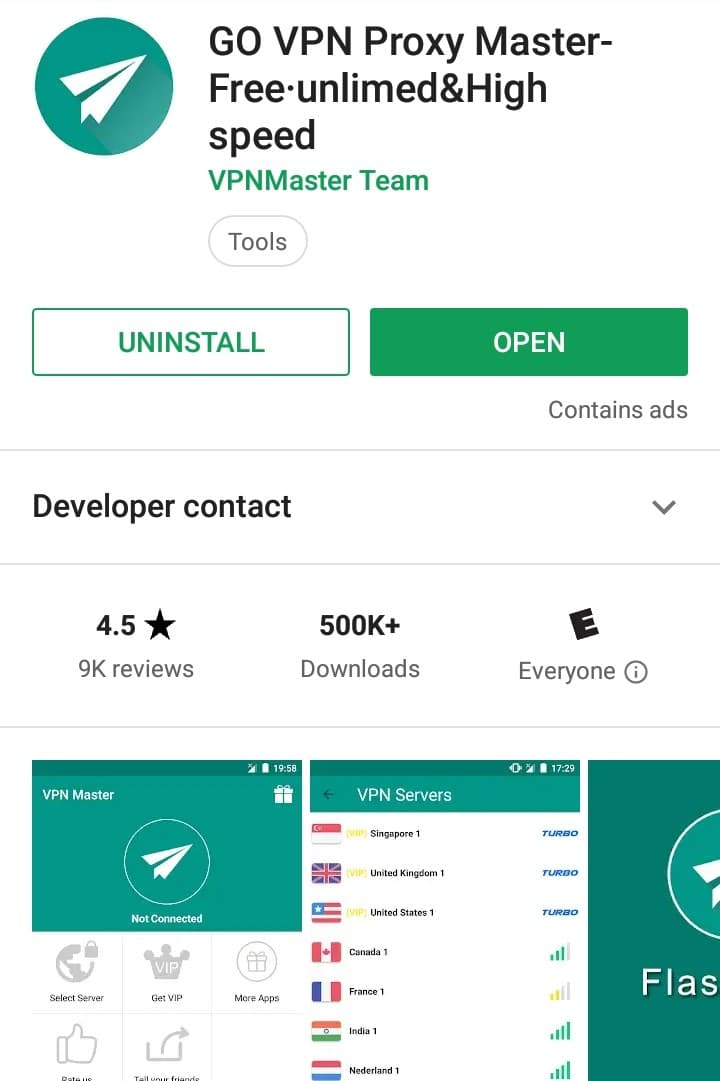 GO VPN Play Store screenshot