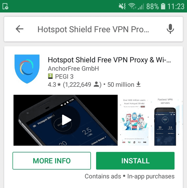 Hotspot Shield Play Store screenshot