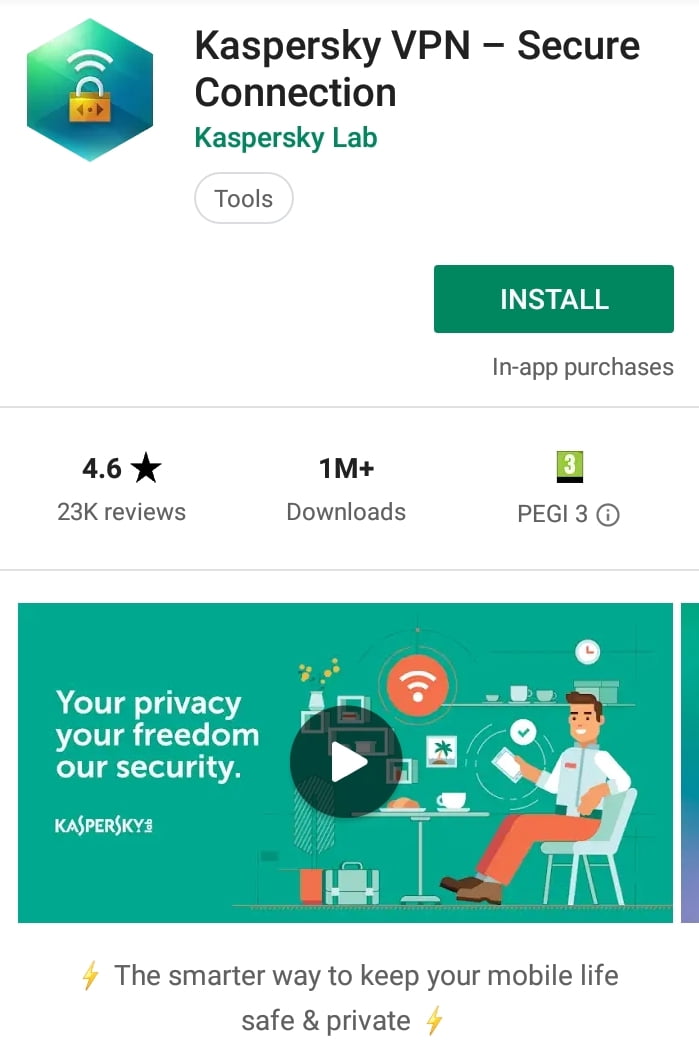 Kaspersky VPN Play Store screenshot