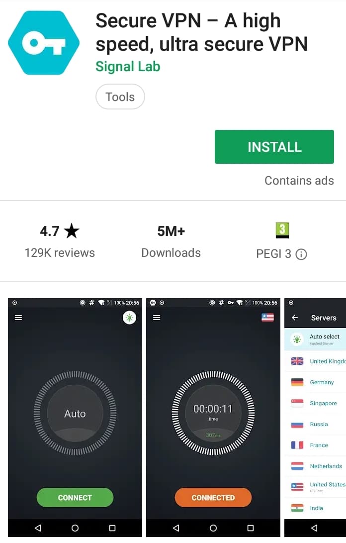 Secure VPN Play Store screenshot