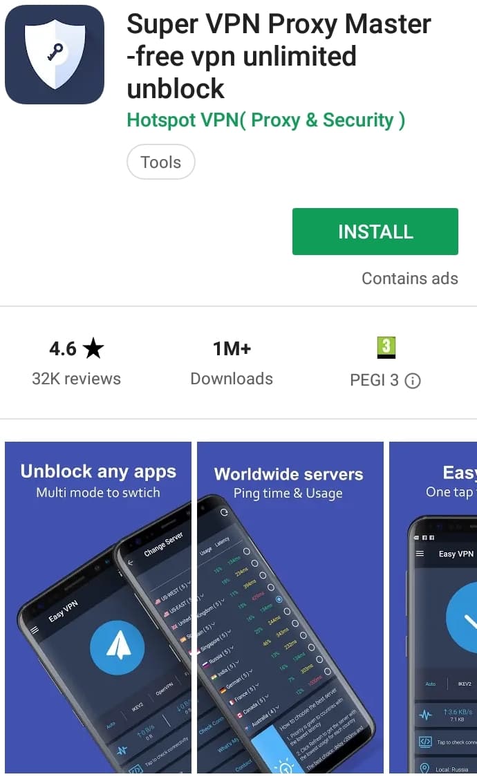 Easy VPN Play Store screenshot
