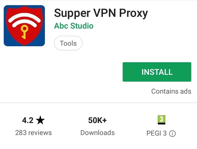 Supper VPN Proxy Play Store screenshot