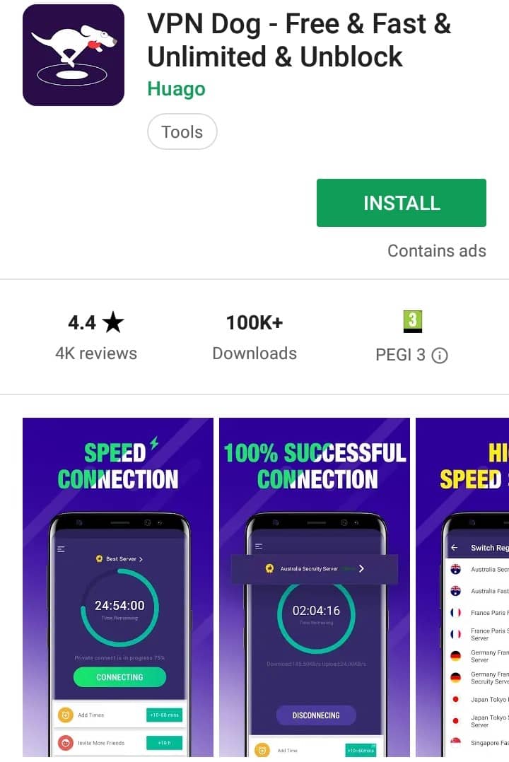 VPN Dog Play Store screenshot