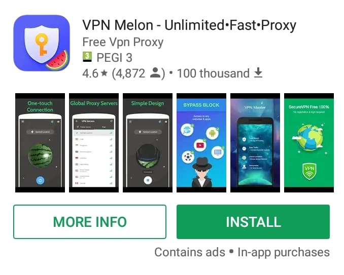 VPN Melon Play Store screenshot