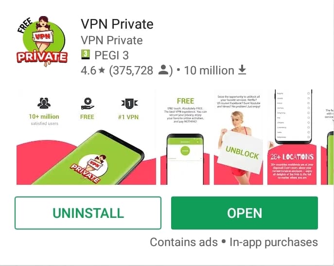 VPN Private Play Store screenshot