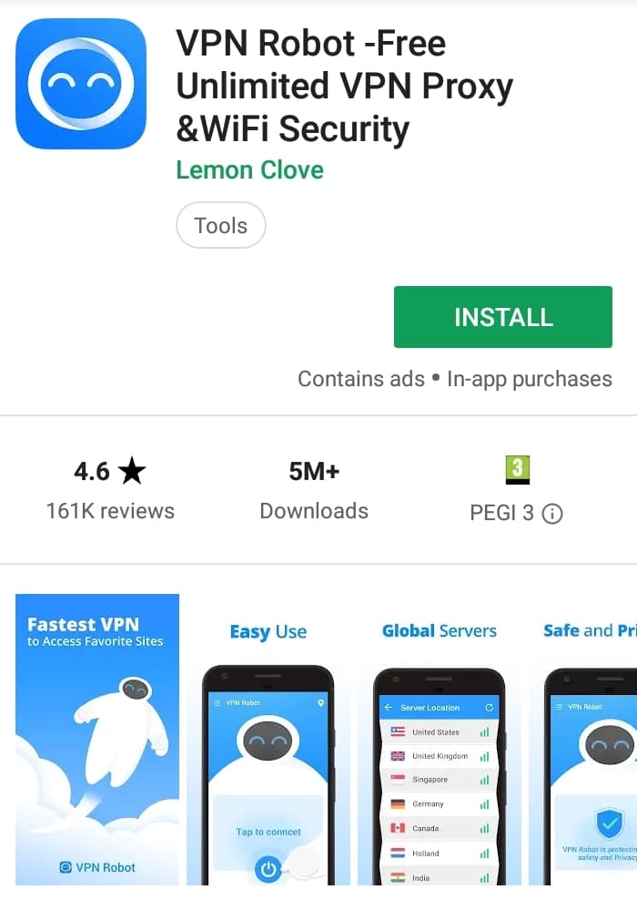 VPN Robot Play Store screenshot