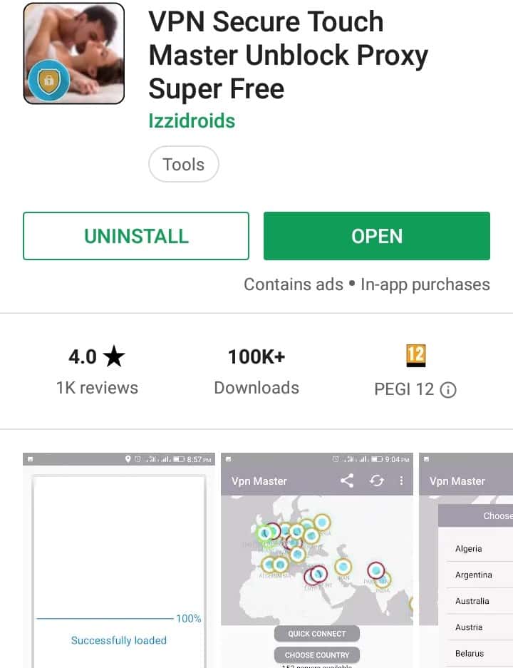 VPN Secure Touch Master Play Store screenshot
