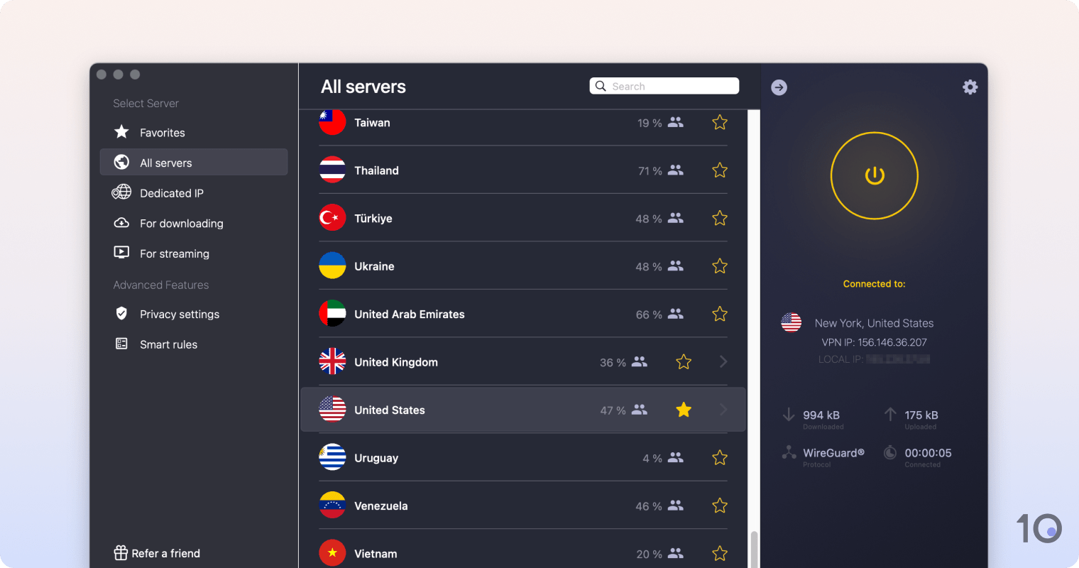 App CyberGhost VPN per macOS