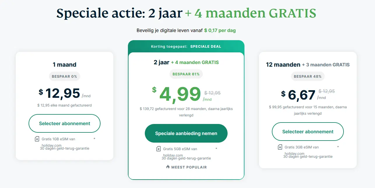 ExpressVPN's prijsplannen voor 2025