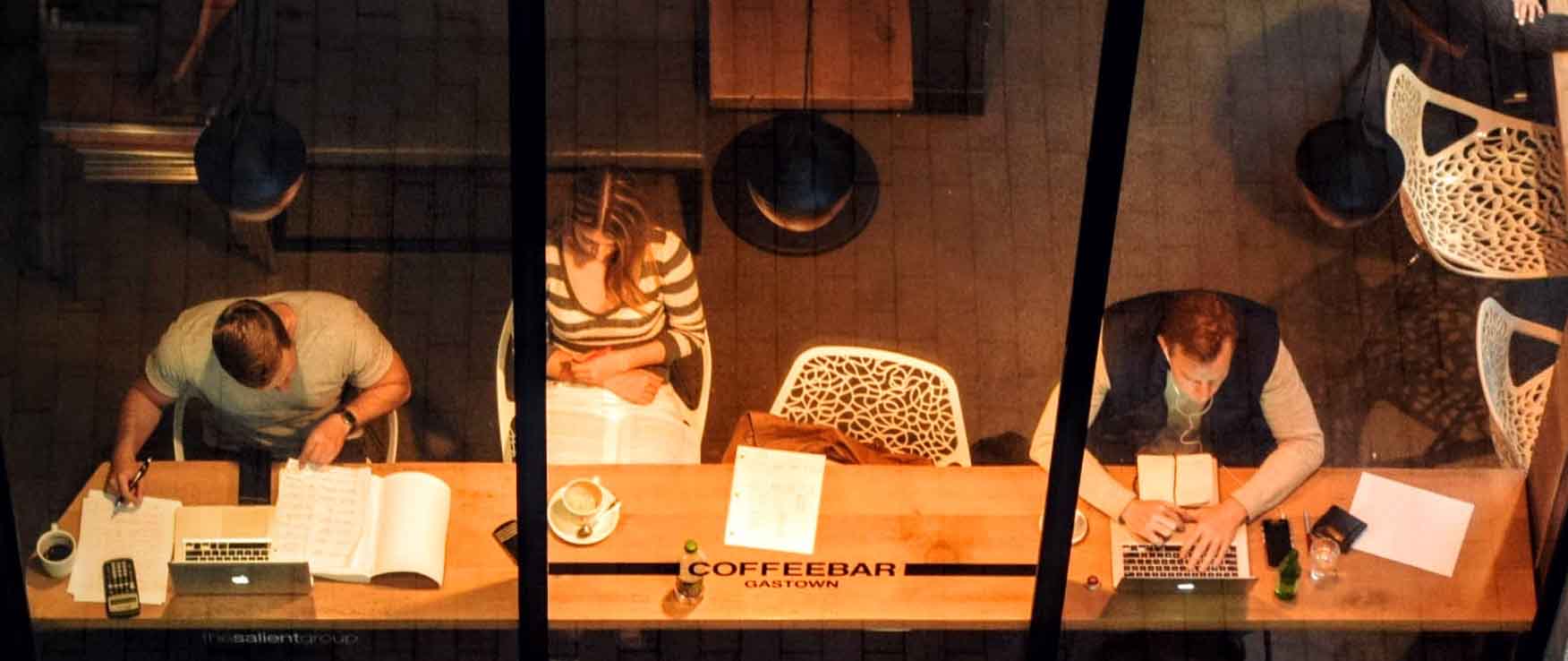 Cafe customers using public WiFi