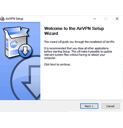 Screenshot of the AirVPN Windows installation wizard
