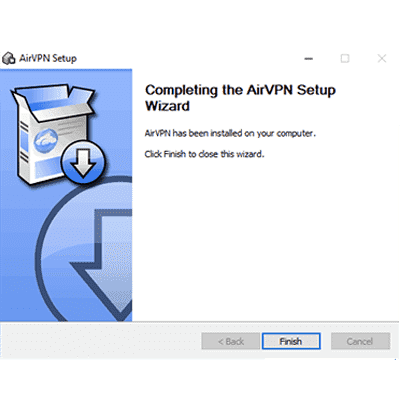 Screenshot of the completed AirVPN Windows download