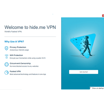 Zrzut ekranu powitalnego Hide.me w naszej recenzji usługi VPN Hide.me