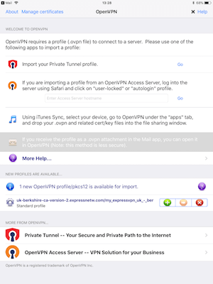 ExpressVPN iPad OpenVPN setup