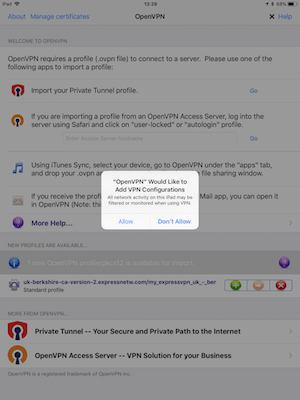 ExpressVPN iPad OpenVPN configuration