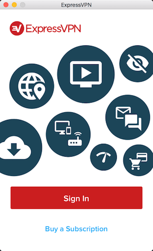 ExpressVPN Mac sign-in screen