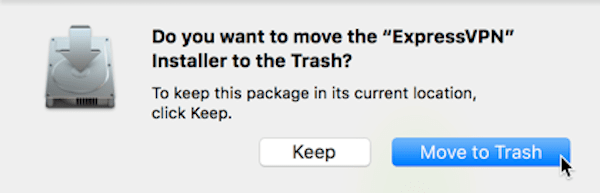 ExpressVPN installer being Trashed