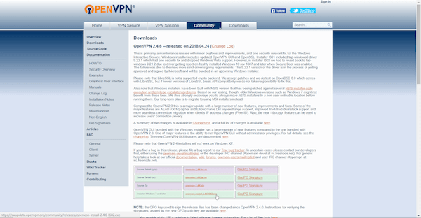 OpenVPN download page
