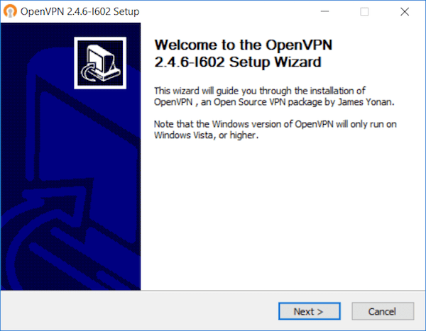 OpenVPN installation wizard