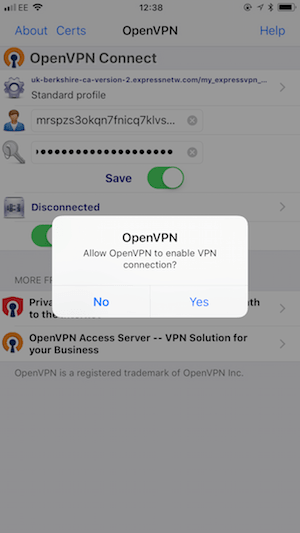 ExpressVPN iPhone OpenVPN allow connection