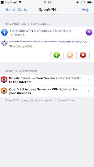 ExpressVPN iPhone OpenVPN import file