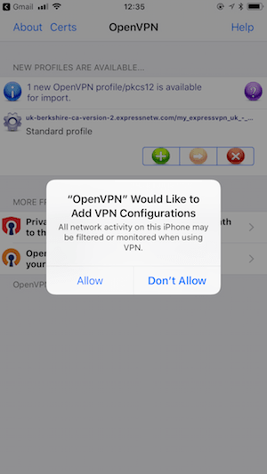 ExpressVPN iPhone OpenVPN configuration