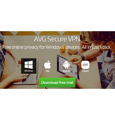 Captura de pantalla de la página de descargas de AVG Secure VPN