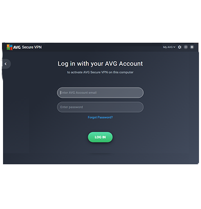 Screenshot of AVG Secure VPN App Login