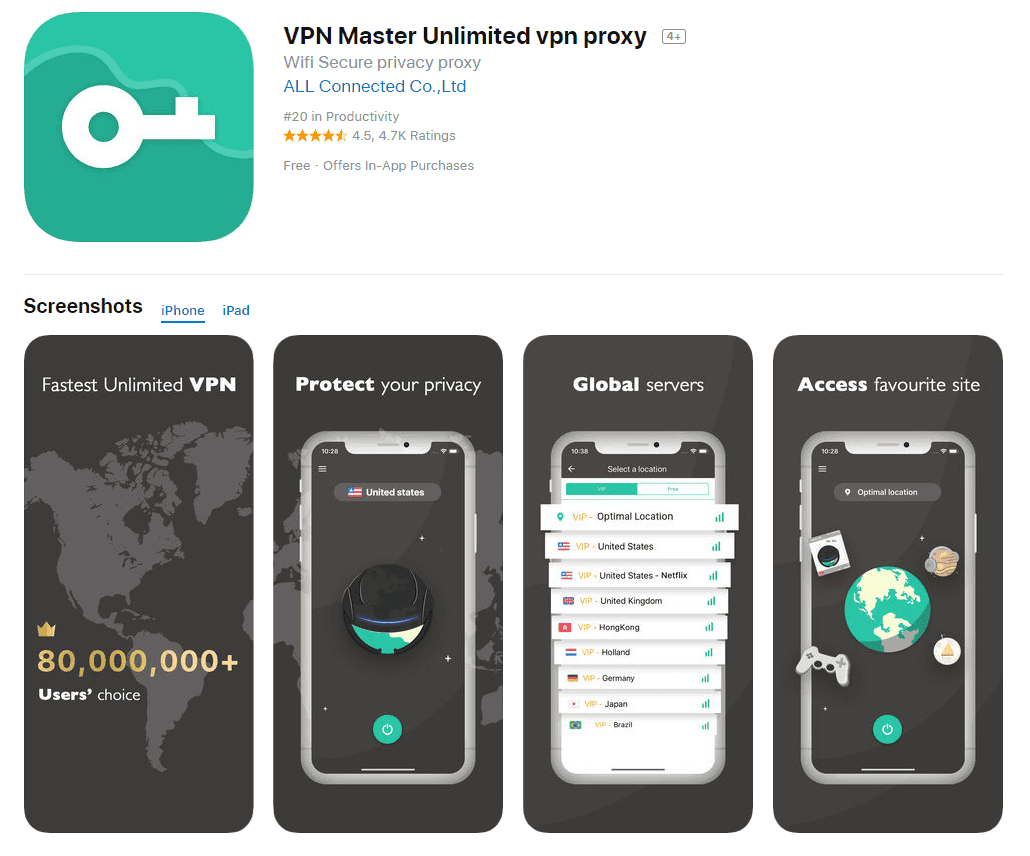 VPN Master Unlimited - App Store Screenshot
