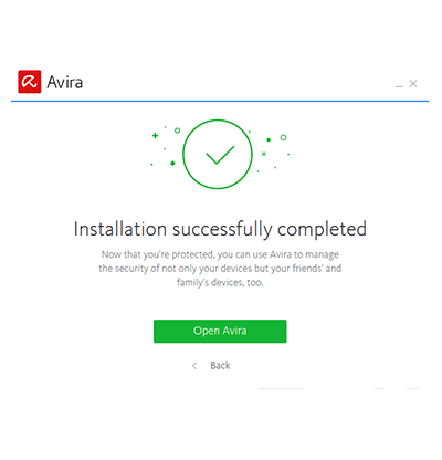 Screenshot of the completed Avira Phantom Free Windows install