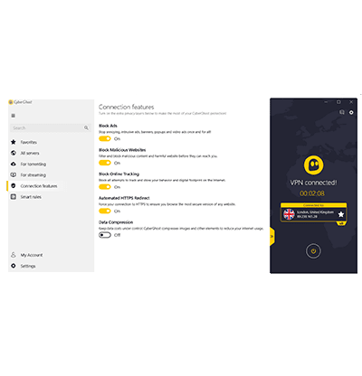CyberGhost connection features in our CyberGhost VPN review