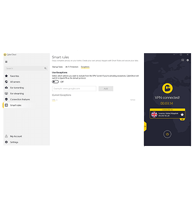 CyberGhost split tunneling in our CyberGhost VPN review